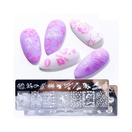 Generic Metal Nail Stamping Plate Happy Easter Bunny Rabbit Butterfly Moon Stars H11 Nail Wraps Art Stickers Manicure Supplies for Women for Home Nails Full Long Lasting Easy Apply and Remove
