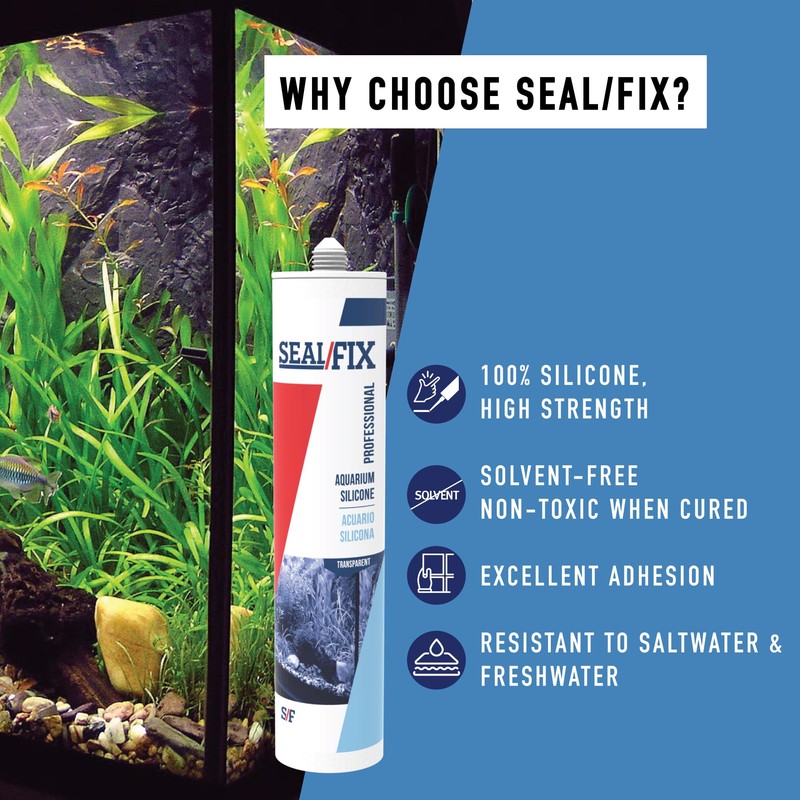 Seal/Fix Aquarium Silicone Sealant - Clear - 100% Fish-Safe Silicone