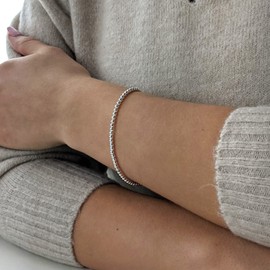 Silverly Women's 925 Sterling Silver 4 mm Ball Bead Bracelet, 18 cm