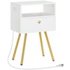 HOOBRO Nightstand with Charging Station, Side Table with USB Ports