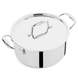 Vinod Titanium Triply Stainless Steel Sauce Pot with Cover, 20 cm Dia, 3.20Ltr Capacity, Induction Compatible, Even Heat Distribution, Perfect for Cooking Sauces, Soups, Stews, Biryani, Pack of 1