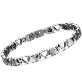 OIDEA Women's Magnetic Bracelet Bracelet: Link Chain Magnetic Bracelet Made of Stainless Steel Tungsten Steel Ellipse Love Links Link Wrist Polished Chain Bracelet Health Bracelet, Stainless Steel,