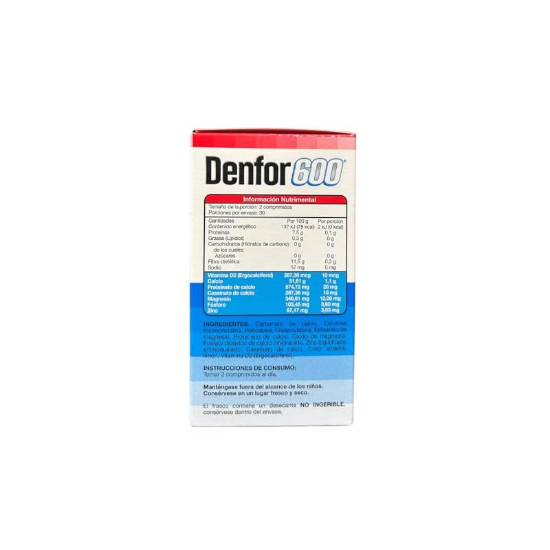 DENFOR 600, VITAMINA D2, MAGNESIO Y ZINC, 60 COMPRIMIDOS CMD