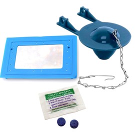 Pro Replacement Flapper Universal with Stainless Steel Chain Corrosion Resistant PVC + Toilet Leak Detector (Blue, Toilet Dam)