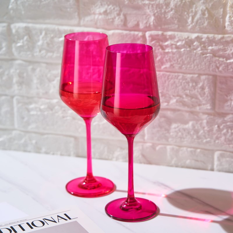 Hot Pink Wine Glasses | Set of 2 | Magenta