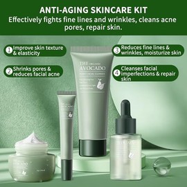 Set Cuidado Facial Aguacate Kit Regalo Piel Hidratante Mujer Limpiador Sérum Crema Ojos Viaje