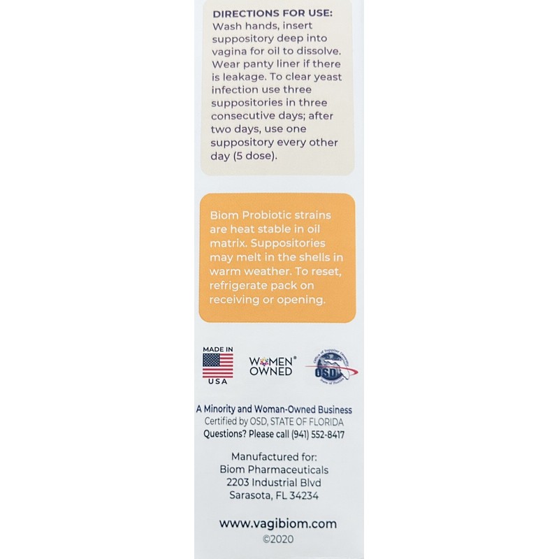Blom Probiotics Vagiblom Vaginal Health Suppositories Boric Acid+Probiotic