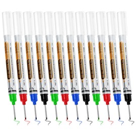 Prasacco 12 Pcs Long Head Deep Hole Multi-Purpose Long Nib Marker Waterproof Deep Reach Construction Markers Quick Dry Colorful Carpenter Marker for Construction Bathroom Woodworking