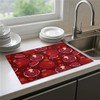 Red Pomegranate Dish Drying Mat For Kitchen Counter, Super Absorbent