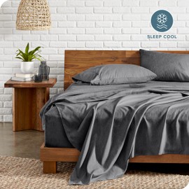 Bare Home California King Sheet Set - 1800 Ultra-Soft Microfiber Cal King Bed Sheets - Double Brushed - Deep Pockets - Easy Fit - 4 Piece Set (California King, Heathered Grey)