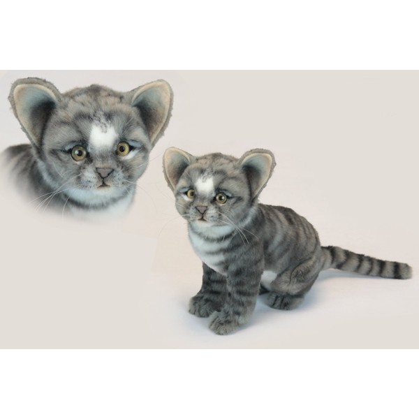 Sitting Grey Tabby Kitten Plush Soft Toy by Hansa 6576