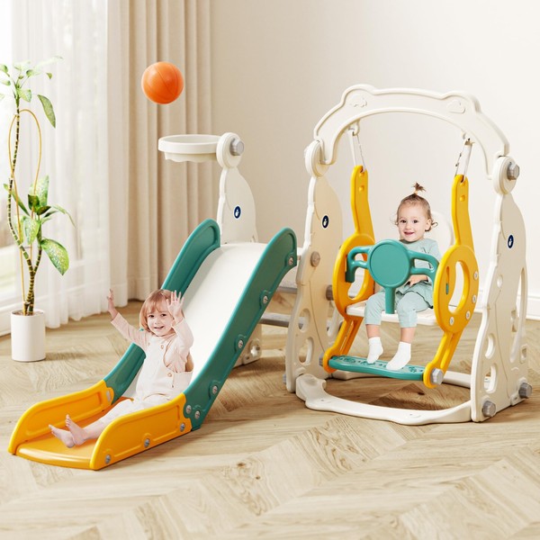 Glaf 4 in 1 Toddler Slide and Swing Set Toddler