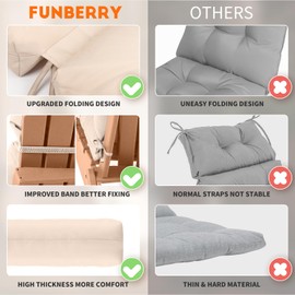 FUNBERRY Patio Chair Cushions Set of 4,Adirondack Chair Cushion,Improved Comfy Outdoor Chair Cushions,Rocking Chair Cushion,Cushions for Adirondack Chairs,High Back Patio Chair Cushions