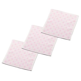 Mini Towel, Mini Handkerchief, 3 Pieces, Small, Kids, Handkerchief, Choose from Set, Girls, Boys, Ladies, Men's, Gift, Farewell Hand Towel, Absorbent 100% Cotton, 7.9 x 7.9 inches (20 x 20 cm) (B Set (Dot Pink), 3 Pieces)