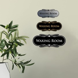 Designer Waxing Room Sign (Brushed Silver) - Medium 1 Pack