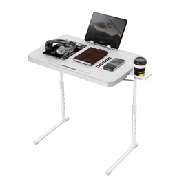 Ultra TV Tray Table, Allpop TV Dinner Tray for Eating, Adjustable Folding Tray Table with Book Stand, Cup Holder, Laptop Stopper & Tablet Slot on Coach & Bed, Black