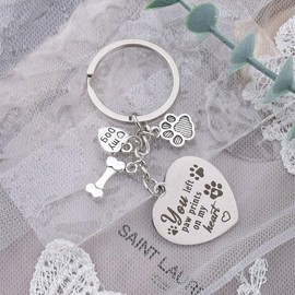 Dog Memorial Gifts for Men Women Dog Paw Print Keychain for Loss of Dog Pet Puppy Paw Prints on My Hearts Key Chain for Dog Pet Lovers Sympathy Rememberance Gift for Teen Boys Girls