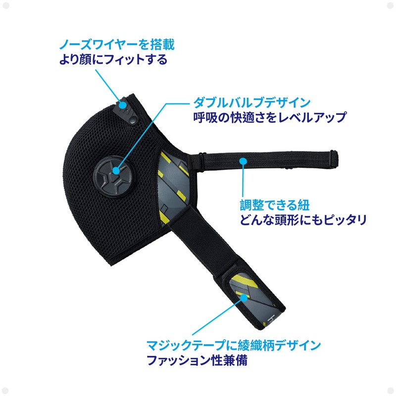 [Makrite] スポーツマスク | 不織布 立体 バルブ付き ‐ 花粉 ほこり かぜ