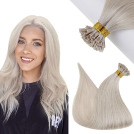 Hetto U Tip Blonde Hair Extensions Pre Bonded Nail Tip Hair Extensions Human Hair Keratin Extensions UTips Blonde Real Hair 18 Inch 50 Strands 50g