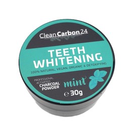 CleanCarbon24 Activated Carbon Teeth Whitening Powder Mint, 100% Natural, Vegan, Organic, Detoxifying, 30 g