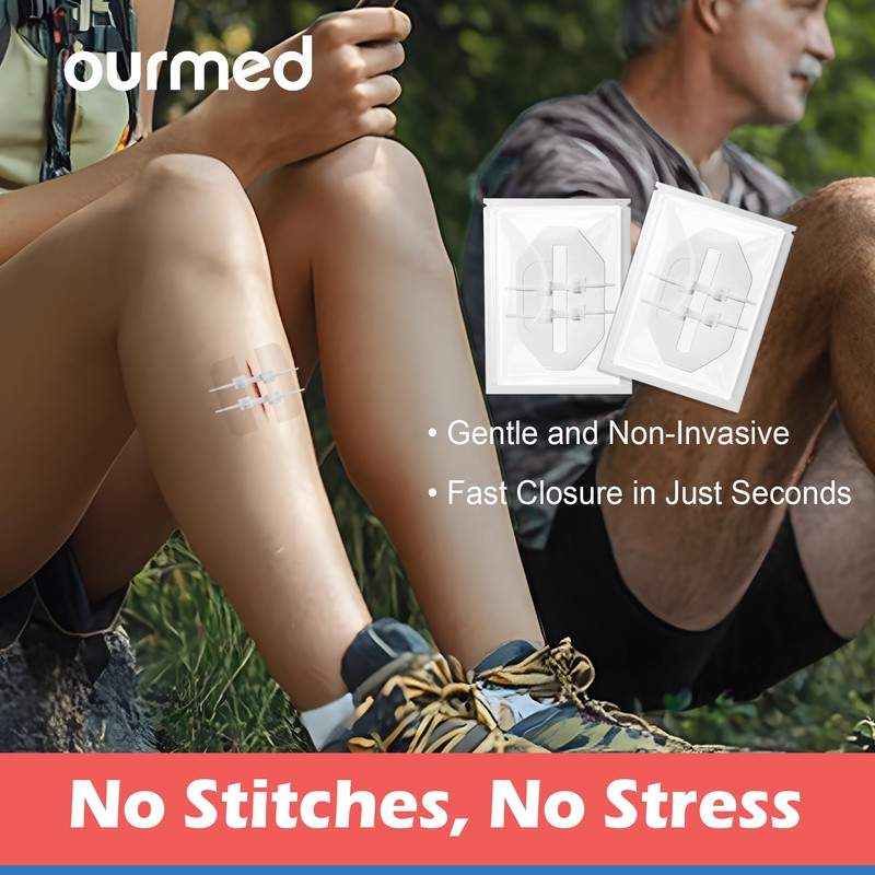 Ourmed Wound Closure Strips(2.4"x 2.8" - 4 Pcs), Butterfly Bandages