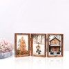 TOFOREVO 5x7 Triple Picture Frame Rustic Brown Wooden Hinged Beveled