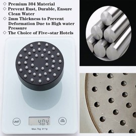 RANDOM Black Shower Head Round High Pressure Shower Head 4 in 1 Water Outlet Nozzle High Flow Matte Black Rain Shower Head for Luxury Shower Experience Even at Low Water Pressure,304 Stainless Steel
