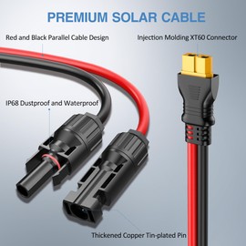 Solar Panel to XT60 Charging Cable(12AWG 9ft), Gonifeto Solar to XT60 Extension Wire for Ecoflow Generator, Solar Connector to Injection Molding XT60 Charging Cord for Portable Power Station