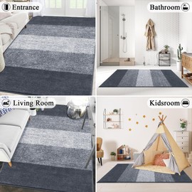 Vaukki Indoor Doormat Entryway Door Rug, Non Slip Absorbent Mud Trapper Mat Inside Floor Mat, Washable Small Door Carpet for Entryway (47''x71'',Grey)