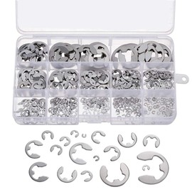 Circlip Ring, 304 Stainless Steel External Snap Ring Clip Kit, 1.5-15mm E Circlip Retainer Rings for Locking Mechanisms Projects, Car Engines and Other Shafts 400Pcs Loopunk