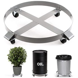Drum Dolly 55 Gallon Trash Can Heavy Duty 1000 Pound Barrel With Swivel Casters Wheel Steel Frame Non Tipping Hand Truck Capacity