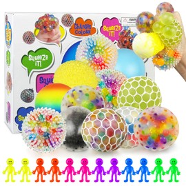 XWGKLN Mini Stress Ball Toys, 24 Pack Squeeze Stress Toys for Children, Mesh Stress Relief Balls, Relieve Work Anxiety, Exercise Hand Flexibility, Adults Stress Relief Party Favors Gifts