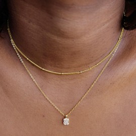 Kyerlyn Layered Necklaces for Women, 14k Gold Plated Layering Satellite Diamond Dainty Beaded Chain Choker Women Trendy Simple Necklace Aesthetic Jewelry Gifts Her