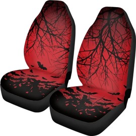 Finagallathe Red Gothic Bat Car Seat Covers Front Seats Only Branch Front Seat Protector Universal Compatible Fit for 95% Vehicles,Cars,Trucks,SUV,Sedans