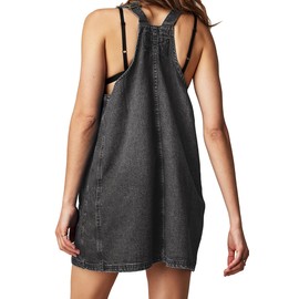 Jumppmile Womens Denim Overalls Short Casual Summer Loose Bib Rompers Jumpers Adjustable Straps Jean Overall Shorts Dress Grey L