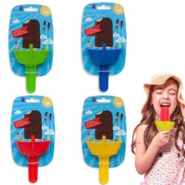 Pack of 4 Drip-Free Ice Lolly Holders for Children, Ice Lolly Holder with Straw, BPA-Free, Popsicle Holder for Children, Toddlers (C)
