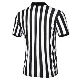 Witkey Sporting Goods Men's Referee Shirt, Pro-Style V-Neck Referee Costume with Penalty Flag Whistle Referee Card for Football, Basketball & Volleyball