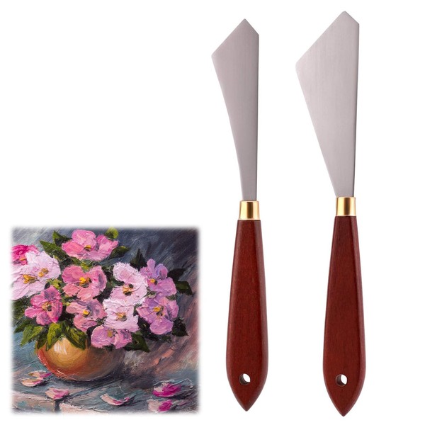 2PCS Stainless Steel Painting Mixing Scraper Set Palette Knife Painting Art Spatula,Painting Mixing Scraper Painting Knife Set,Stainless Steel Palette Knife for Oil Canvas Acrylic Painting Supplies