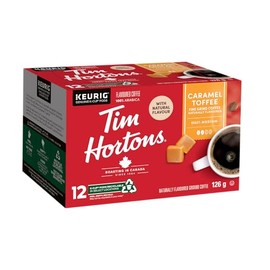 Tim Hortons Caramel Toffee Flavoured Coffee, Single Serve Keurig K-Cup Pods, Medium Roast, 12 Count