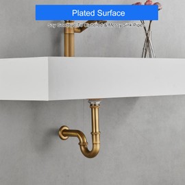 MENATT Bathroom Basin Sink U Shape Stopper Complete Set, Adjustable Height 1-1/4 Bottle Trap Basin Sink Waste Drain P Trap Set with Overflow, Antique