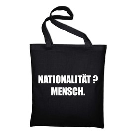 Sticker Man gegen Rassismus Jute Bag, Cloth Bag, Cotton Bag, BLACK (Black) - styletex23bagnatiomensch1