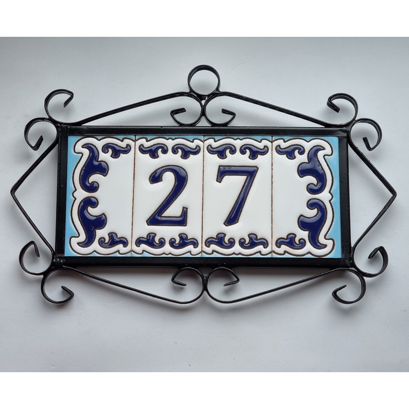 Daniella-M2 Spanish Hand-painted Ceramic Dark Blue Number With Dark Blue