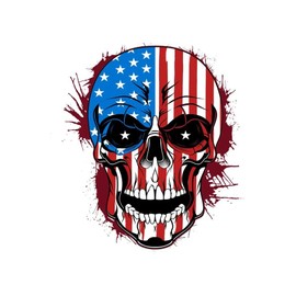 Pack of 2 Skull with American Flag Car Sticker 4x4 Inches USA Patriotic Decal for Cars Bumpers Trucks Vehicles Motorcycle Vans SUVs Windows Walls Boats Cups Tumblers Helmet Laptops