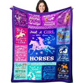 Rnmkertio Horse Blanket Gifts for Girls Women, Gifts for Horse Lovers, Horses Accessories Stuff for Girls, Horses Throw Blanket 60"x50"