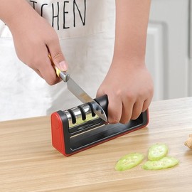 Kitchen Quick Knife Sharpener Hangable Double Sided Four Stage Sharpening Stone Diamond Manual Kitchen Knife Sharpener