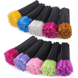 BTYMS 500 Piezas Varitas de Mascara Desechables Cepillo de Pestañas Cepillos para Cejas Aplicadores Spoolies de Pestañas para Extensión de Pestañas de Ojos - Multi Color