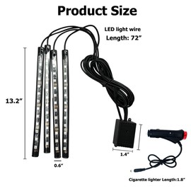 QKWL LED Multi-Color Music Car Interior, Ambient Lighting, Floor Lights, Car Lights, High Brightness, Gradient Mode Fits Most Sedans, SUVs, Trucks, and Vans (48LED, APP+Cigarette Lighter)