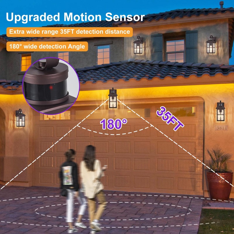 YJXGDIL 2 Pack Motion Sensor Porch Light Dusk to Dawn