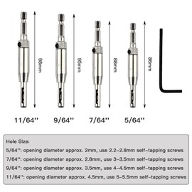 4PCS High Speed Steel Self Centering Hinge Pilot Hole Drill Bit Set, Kit for Door Hardware