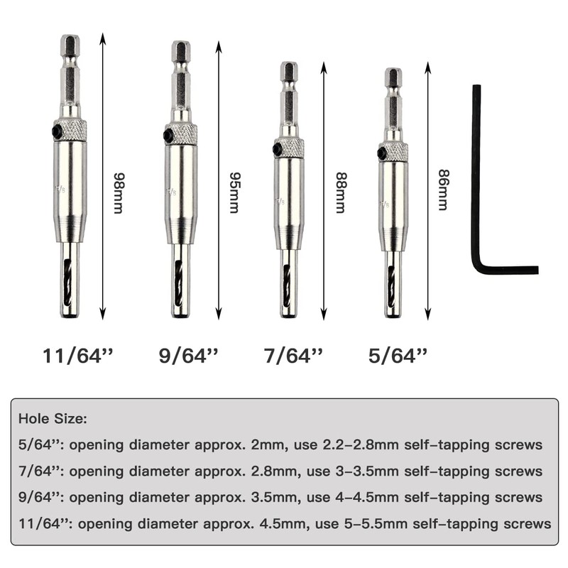 4PCS High Speed Steel Self Centering Hinge Pilot Hole Drill